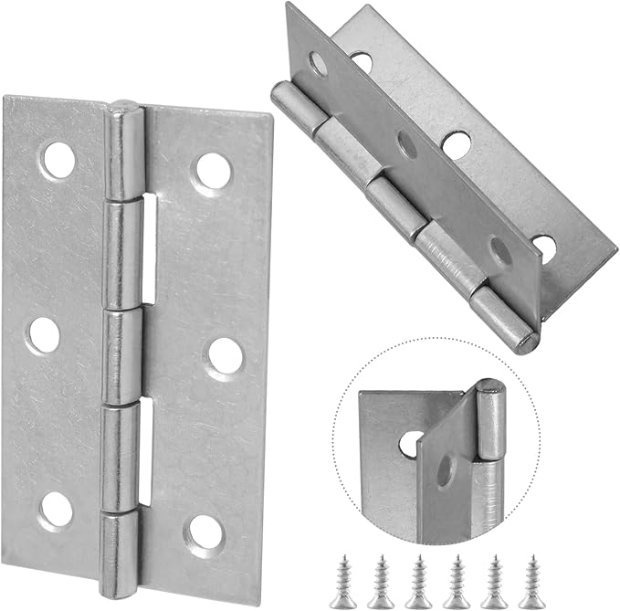 Murtenze 6 Pack 2.5 Inch Door Hinge Cabinet Hinge,Silver Butt Hinges Ball Bearing Window Hinge Outdoor Hinges with Mounting Screws