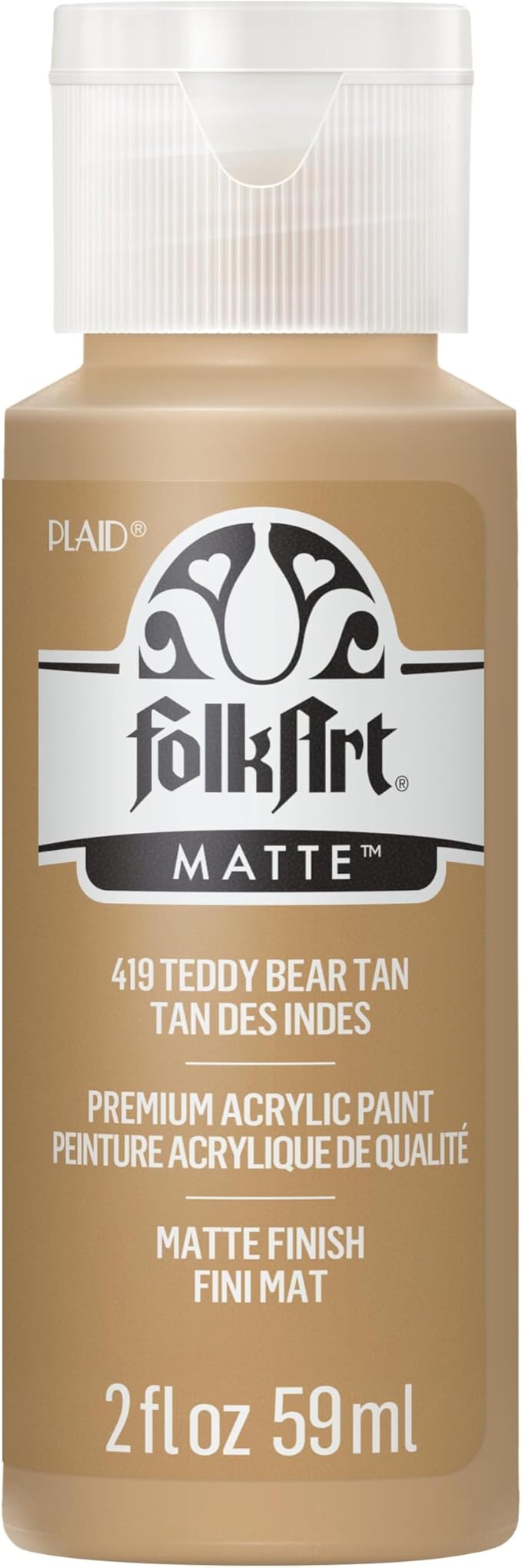 FolkArt Acrylic Paint in Assorted Colors (2 oz), 419, Teddy Brown Tan