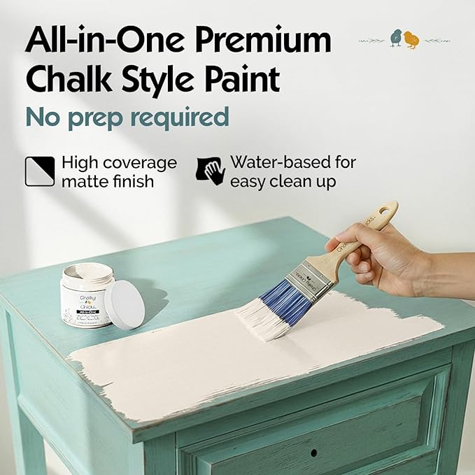 Chalky Chicks 8 Fl Oz Matte Aged Burlap (White) Chalk Paint for Furniture Without Sanding - No Prep Furniture Paint No Sanding All in One for Crafts, Wood, Walls, Cabinet, Metal, Dresser, Farmhouse