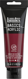 Liquitex BASICS Acrylic Paint, 118ml (4-oz) Tube, Cadmium Red Deep Hue