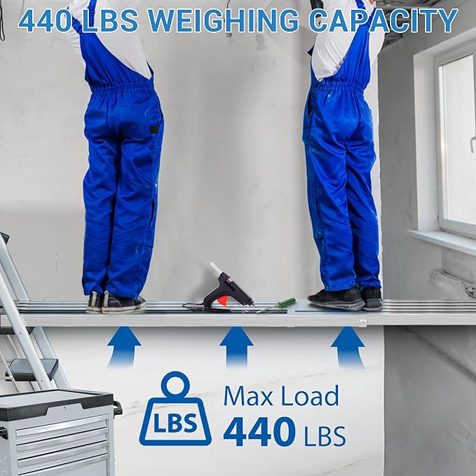 Aluminum Work Plank 8-13Ft Telescoping Extension Plank 440Lbs Capacity Aluminum Scaffolding Plank with Skid-Proof Platform Scaffold Ladder Accessory Durable and Lightweight