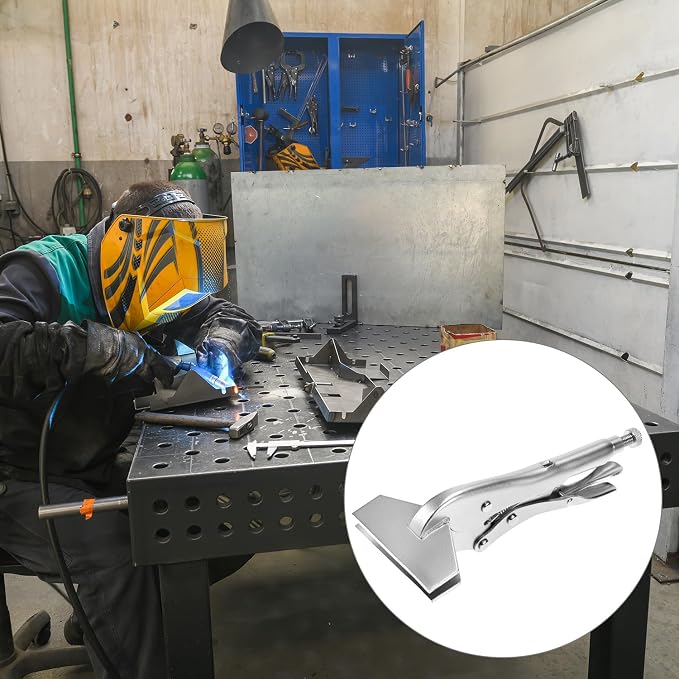 QWORK Locking Sheet Metal Clamp, 2 Pack 8 Inch Alloy Steel Welding Plier, Sheet Metal Grip Tool