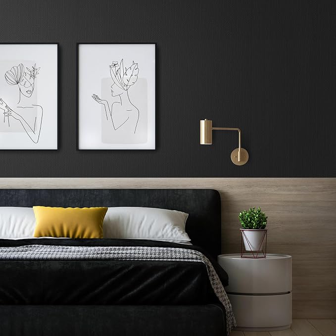 Rugreat Matte Black Peel and Stick Wallpaper Solid Modern 472inL 15.7inW | Black Contact Paper for Cabinets Self Adhesive Wallpaper for Bedroom Table Texture Contact Paper for Furniture Waterproof