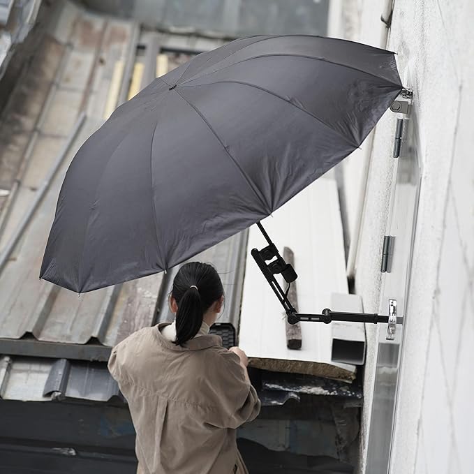 HVAC Umbrella with Magnetic Base, Dual-Axis 360° Rotation, Oversized Magnetic Stand & Height Adjustment, Stay Dry and Cool for Outdoor Work（52" Black）