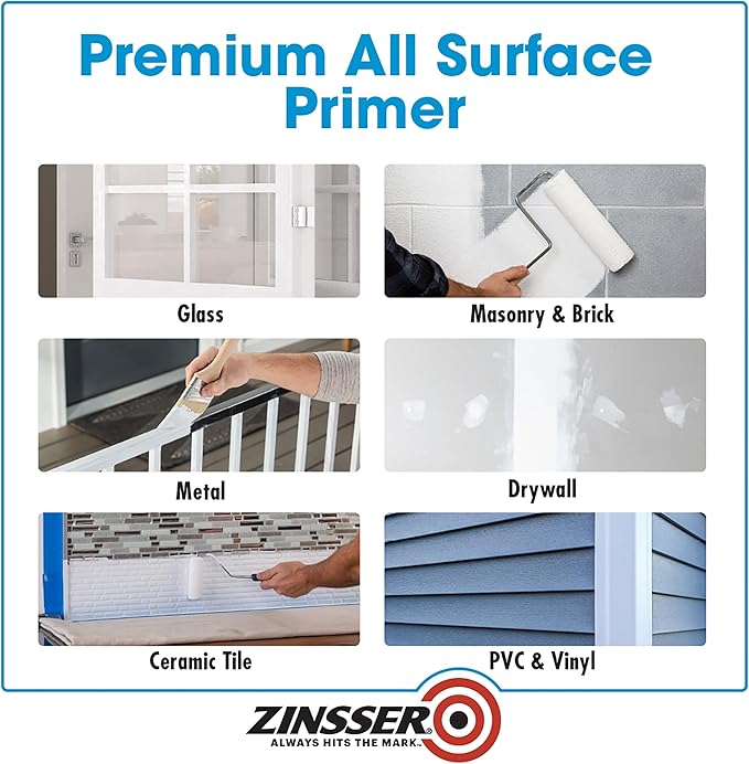 Zinsser 2000 Bulls Eye 1-2-3 Water-Base Primer, 5 Gallon, White