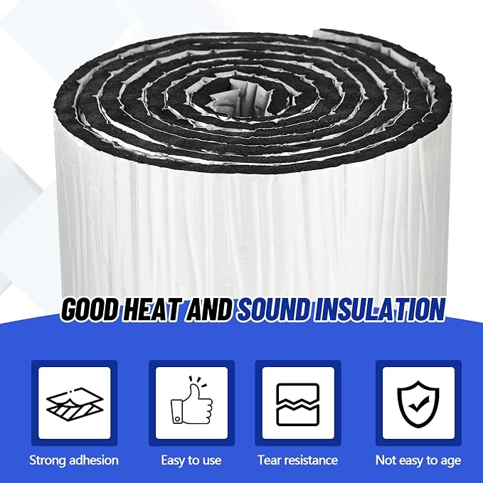 16" x 118" Thermal Sound Deadening (10MM 394MIL) Automotive Heat Shield Reflective Insulation Mat Vehicle Car Truck SUV RV Engine Bay: Firewall Noise Reduce Heavy Duty Self-Adhesive DIY