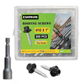 300 Pcs, #10 x 1 Inch Black Painted Hex Head Metal Roofing Screws, Sharp Point Sheet Metal Roof Screw with Rubber Washer, Self Tapping Metal to Wood Siding Screws, Hex Socket Included
