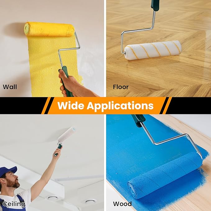 Paint Roller Covers, 12 Pack, 9 Inch Microfiber Paint Roller, 3/8" Nap Covers for Paint Roller Frame, Rollers for Painting, House Painting Supplies for Painting Walls