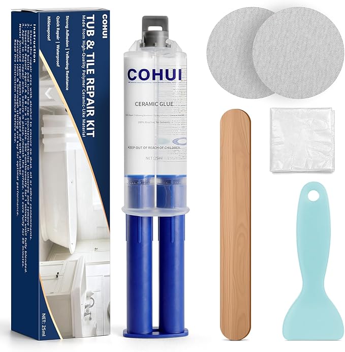 Porcelain Repair Kit White - High-Gloss Fiberglass Bathtub Tile Tub Repair Kit for Chips Cracks Scratches Rust Holes - Porcelain Sink Repair Kit for Ceramic Acrylic Tubs Toilets Fiberglass Shower