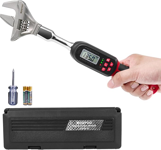 Adjustable Digital Torque Wrench 5-100 ft.lb/6.8-135 N.m | Electronic Torque Wrench with 42 mm Open End, 2% Accuracy, LED Buzzer Alert, for HVAC