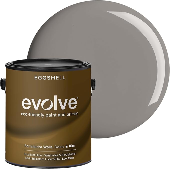 EVOLVE Interior Paint & Primer, Eggshell (Tailored Slate), 1 Gallon – One-Coat Coverage, Excellent Hide, Low VOC, Low Odor, Washable Paint for Walls, Doors & Trim