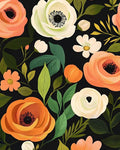 Danodoi Orange Green Vintage Floral Peel and Stick Wallpaper 17.5" x 118" | Waterproof Vinyl Self Adhesive Removable Renter Friendly Floral Contact Paper