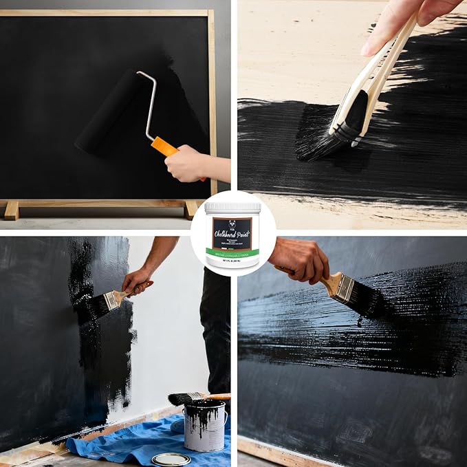YOA Chalkboard paint, Black Matte, Acrylic Material, Non-toxic, 255g/9oz Cover 35 sp.ft, Suitable for Wood, Metal, Glass, Wall, Gypsum Board, Signs, Frames or any Surface, Interior/Exterior