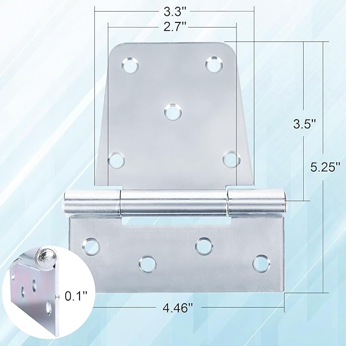Heavy Duty Gate Hinges 3.5 inch 6 Pack Extra Thick Industrial T Hinges Barn Door Shed Door Hinges for Large Wooden Gates Wood Fence Outdoor - Zinc Iron Finish (Screws Included)