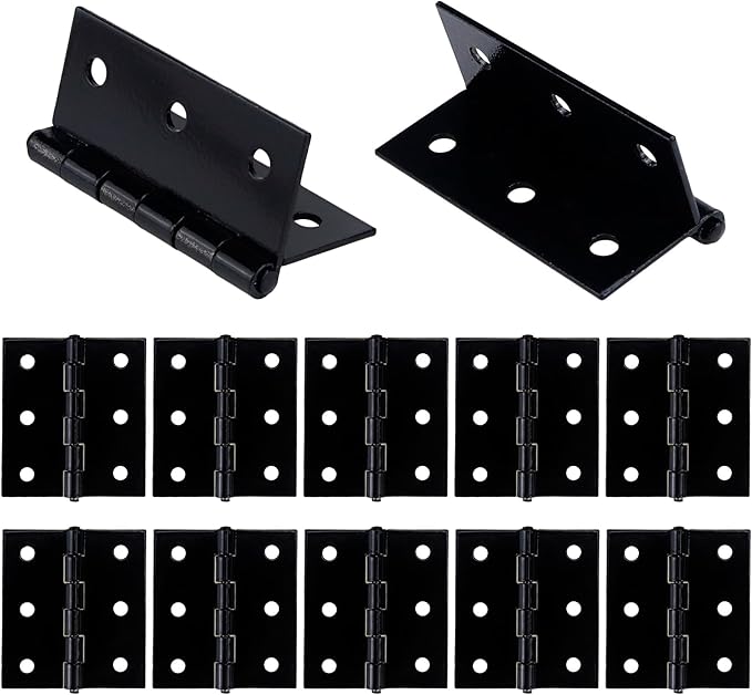 T Tulead Black Door Hinges Iron Cabinet Hinges Door Hardware Interior Door Hinges Gate Hinges Barn Hinges 2-Inch Pack of 12 with Screws