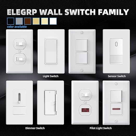 ELEGRP Matte White 3 Way Decorative Light Switch, 15Amp, 120-277 Volt, AC Decors Rocker Paddle Wall Switch Replacement, Self-Grounding, Residential and Commercial Grade, UL Listed (5 Pack)