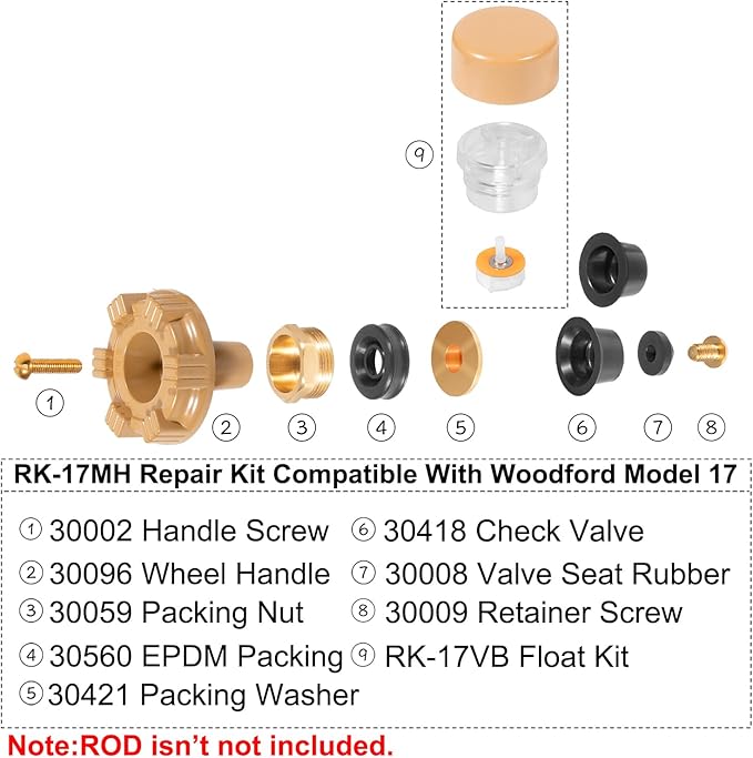 RK-17MH Repair Kit Metal Handle,Outside Faucet,Compatible with Woodford Model 17