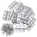 Boao 16 Pieces Small Door Hinges Stainless Steel Folding Butt Hinges Home Furniture Hardware Piano Cabinet Door Hardware with 96 Pieces Stainless Steel Screws(1.75 Inch,Silver)