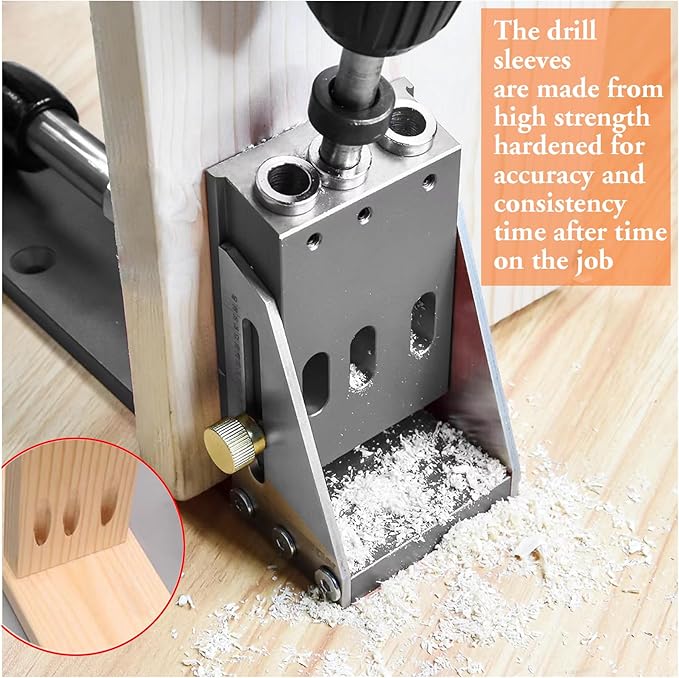 Kosmi pocket hole jig Kit,Professional Woodworking Dowel Jig Kit,Upgraded All-Metal Pocket Screw Jig for Carpentry Joinery Men,Set Jig Wood Woodwork Guides Joint Angle Tool Carpentry Locator