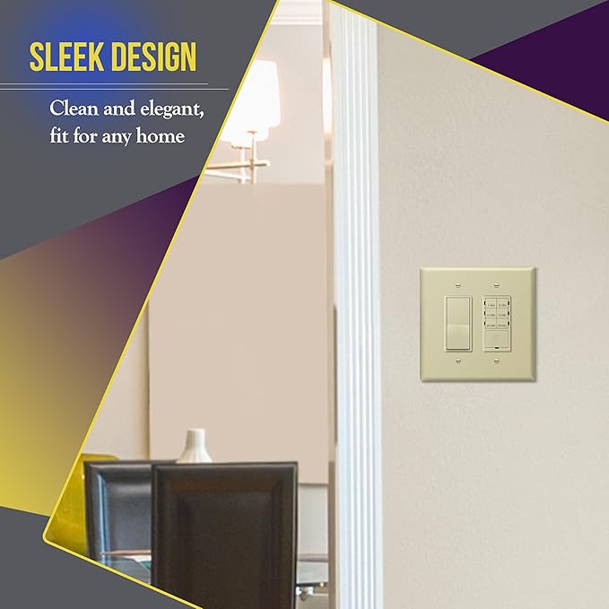 ENERLITES Double Decorator Switch Cover, Two Gang Outlet Wall Plate, Gloss Finish, Oversized 2-Gang 5.50" x 5.50", Unbreakable Polycarbonate Thermoplastic, UL Listed, 8832O-I, Ivory