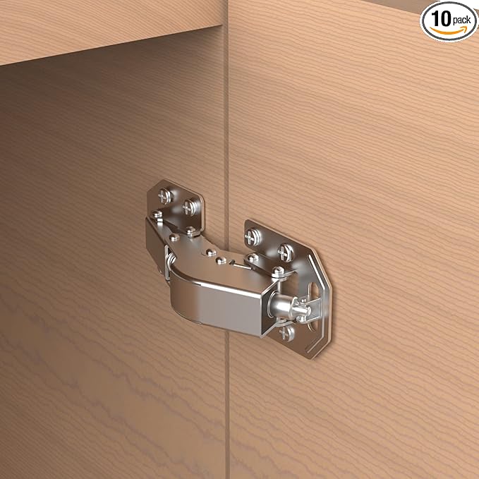 Chibery 10 Pack 90 Degree Soft Close Surface Mount Spring Hinges, Easy Installation No Pre-drilled, Noiseless Frameless Hidden Concealed Kitchen Cabinet Hinge for Cupboard Folded Replacement Hardware