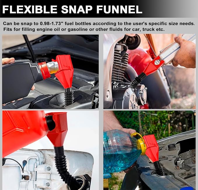 Oil Filter Wrench Set, Oil Filter Pliers with Small Funnel, 8 Pcs | Universal Oil Filter Removal Tool 1-1/4"-5-2/5", 12" Adjustable Oil Filter Pliers with Snap-On Oil Funnel for Automotive