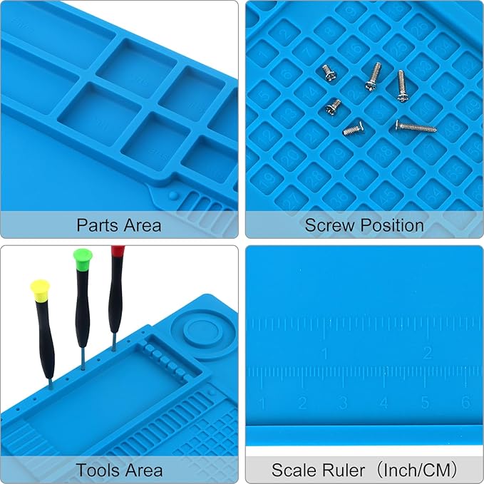 STREBITO Soldering Mat - Large, Heat Resistant Up to 932F, Magnetic, Silicone Work Mat for Soldering Iron, Electronic & PC Building - Size 21.7" x 15.8