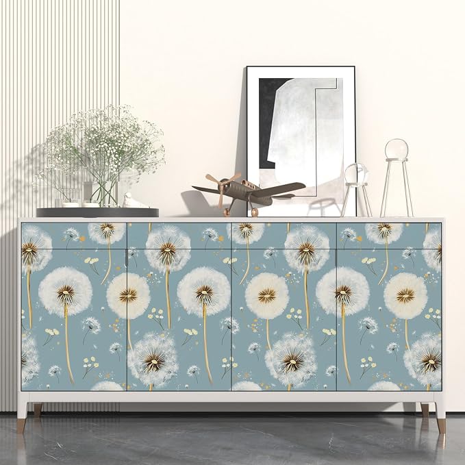 Light Navy Blue Flower Peel and Stick Contact Paper 17.5" × 118" | Self Adhesive/Removable/Waterproof/Thick Vinyl Contact Paper for Bathroom Bedroom Shelf Cabinet Drawer,Prepasted,Easy Peel