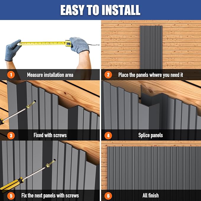 Brakki Metal Roofing Panels 20pcs 180.19 ft², 73.23"Lx17.72"W Grey Corrugated Galvanized Steel Roof Panels with Screw, Heavy Duty Metal Siding Suitable for Garages Chicken Coop Sheds Stables Patio