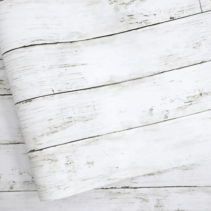 Shiplap Peel and Stick Wallpaper, Contact Paper for Classroom Home Decor | 11.8"x393" Removable Self-Adhesive White Wood Plank Film, Farmhouse Decor for Bulletin Board Desk Cabinet & Home Renovation