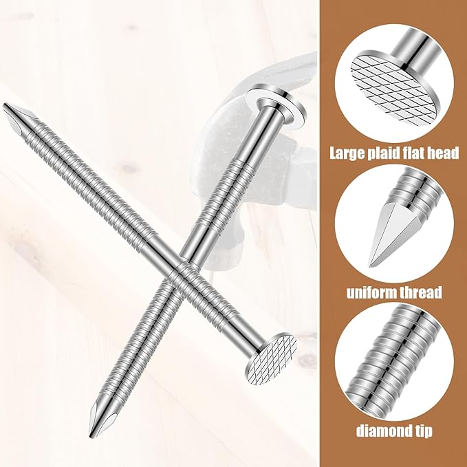 Tandefio 2 Pound Box Siding Nails Roofing Tile and Slating Rust Resistant 304 Stainless Steel Hardware Nails for Redwood Cedar Wood Siding Nail Decking Roof Slating(1-1/2 Inch)