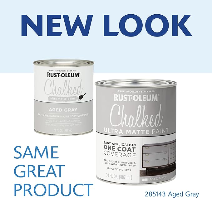 Rust-Oleum Aged Gray Chalked All-in-One Ultra Matte Paint | One Coat Coverage | No Primer, Sanding, Or Topcoat Needed | Easy Clean Up | Made in USA | 30 OZ | 2 Pack - Packaging may vary