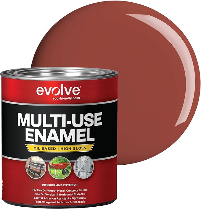 EVOLVE Alkyd Enamel Primer (Red Oxide), 1 Quart – Interior Exterior Oil-Based Primer for Wood, Metal, Concrete, & Masonry