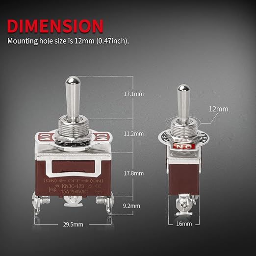 DaierTek Waterproof Momentary Toggle Switch 12V DC 20A Heavy Duty Marine SPDT Switch Rocker 3 Way (ON)-Off-(ON) 250V AC 15A with Weatherproof Boot Cap Cover for Auto Car Boat -4pcs