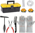 9Pcs Mig Welding Accessories Tools Kit for Beginners,10.5"Chipping Hammer Welding,9.5"Wire Brush,13.5"Leather Welding Gloves,8"MIG Welding Pliers,25LB Welding Magnet,Wire Metal Sheet Thickness Gauges