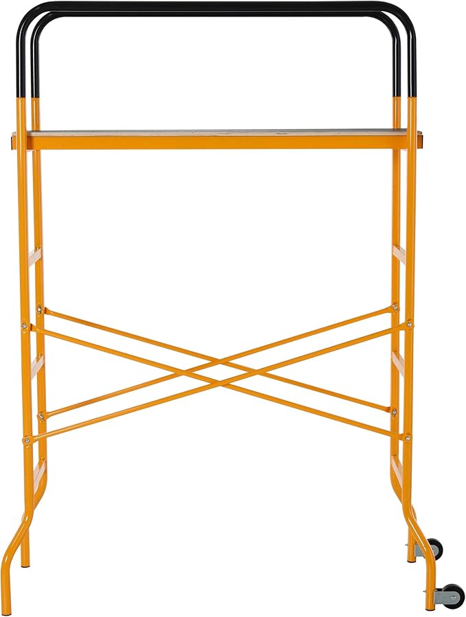 HOMCOM 4-Step Steel 4.6 x 2 x 6 ft. Scaffold 2 Wheels Free Moving for Indoor & Outdoor Decoration Anti-Skid, 440 Pound Capacity