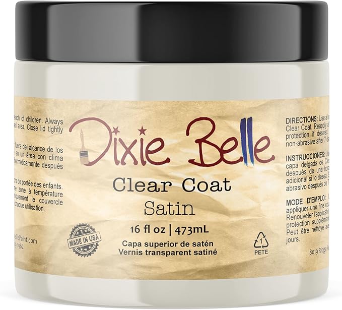 Dixie Belle Paint Company | Satin Clear Coat (16oz) | Satin Finish Polyacrylic Topcoat | Chalk-Friendly Furniture Paint Finish