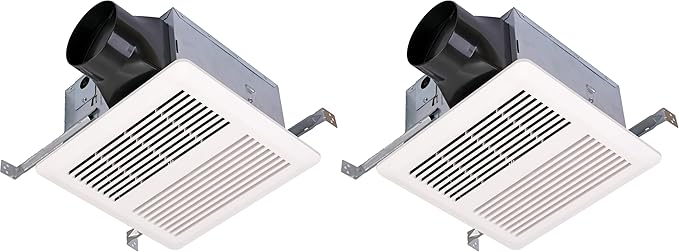 KAZE APPLIANCE SNP100H | 100 CFM | 0.8 Sone | Energy Star Certified | Humidity Sensing | No Attic Access Required | Bathroom Ventilation Exhaust Extractor Fan (Pack of 2)