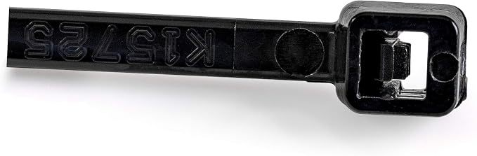 StarTech 4"(10cm) Cable Ties, 94V-2/UL Listed, Black, TAA (CBMZT4B) | 1/16"(2mm) wide, 7/8"(22mm) Bundle Diameter, 100 Pack, 18lb(8kg) Tensile Strength, Nylon Self Locking Zip, Curved Tip