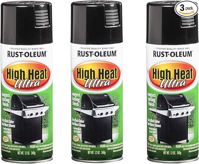 Rust-Oleum 241169-3PK High Heat Ultra Spray Paint, 12 oz, Black, 3 Pack