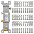 AIDA Single Pole Toggle Light Switch, 15 Amp, 120 Volt, Toggle Framed AC Quiet Switch, in Wall On/Off Switch Replacement, Self-Grounding, Residential and Commercial Grade, UL,Glossy White