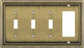 Henne Bery Sunken Pearls Heavy Duty Decorative Wall Plate Switch Plate Outlet Cover (Triple Toggle/Single Decorator, Antique Brass)