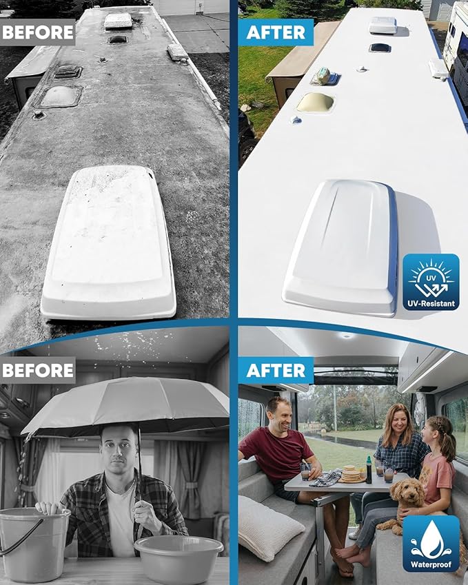 Kohree RV Roof Coating 1 Gallon, 100% Silicone RV Roof Sealant, No Primer Needed, Waterproof Solar Reflective Flexible RV Sealant for EPDM, TPO, Campers, Trailers, Leak Repairs, White