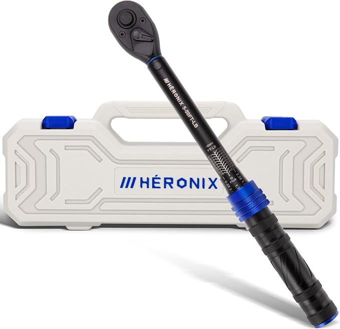 3/8-Inch Drive Click Torque Wrench, 5–50 Ft-Lb (6.8–67.8 Nm) ±3% Accuracy, Loud Click, Dual Scale, 72-Tooth Mini Torque Wrench for Bike, Motorcycle, Car & Spark Plug Maintenance