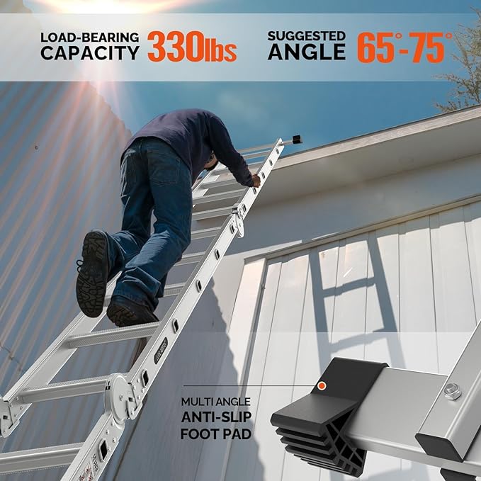18.5 FT Folding Ladder, LUISLADDERS Multi-Purpose Ladder, Aluminium Extension Ladders 7 in 1 Heavy Duty Combination EN 131 Standard