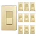 ENERLITES Elite Series Decorator Rocker Light Switch, 15A 120V/277V, Single Pole, Grounding Screw, Residential Grade, UL Listed, Wall Plates Included, 91150-GDWP-10PCS, Gold (10 Pack)