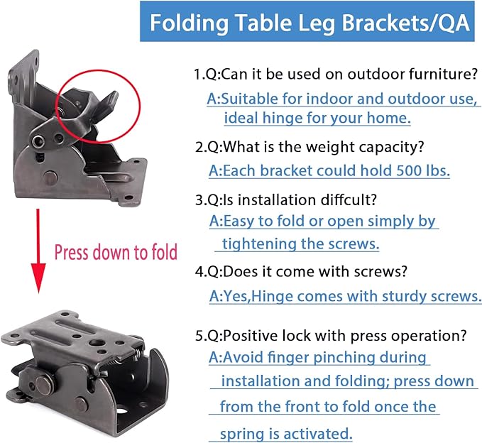 8 Pack Locking Hinge for Folding Table Brackets, Heavy Duty Folding Brackets 90 Degree Self Locking Folding Hinge for Table Legs Furniture