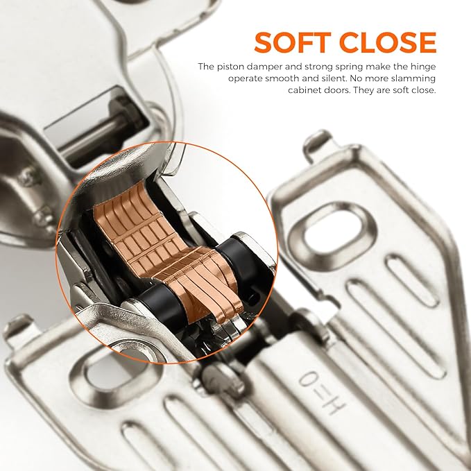 JOY DECOR Full Overlay 30 Packs (15 Pairs) Concealed Kitchen Cabinet Hinges 105 Degree Soft Close Adjustable Cabinet Door Hinges for Face Frame Cabinet
