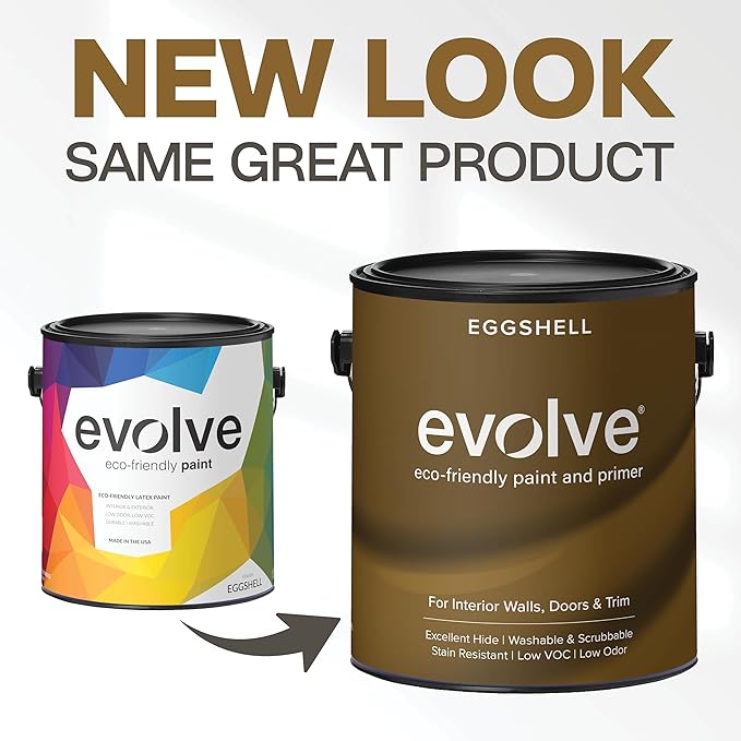 EVOLVE Interior Paint & Primer, Eggshell (Bark Brown), 5 Gallon – One-Coat Coverage, Excellent Hide, Low VOC, Low Odor, Washable Paint for Walls, Doors & Trim