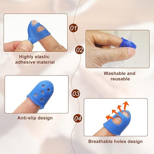 PATIKIL Finger Tip Covers Cots, Light White Silicone Finger Protectors Gloves Breathable Reusable Fingertip Caps with Air Holes for Dry Skin Finger Cracking, S, 30 Pcs